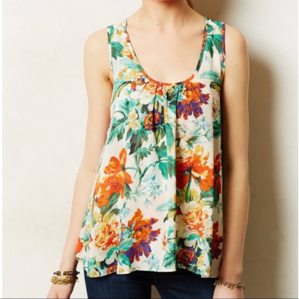Anthropologie Meadow Rue Floral Tank